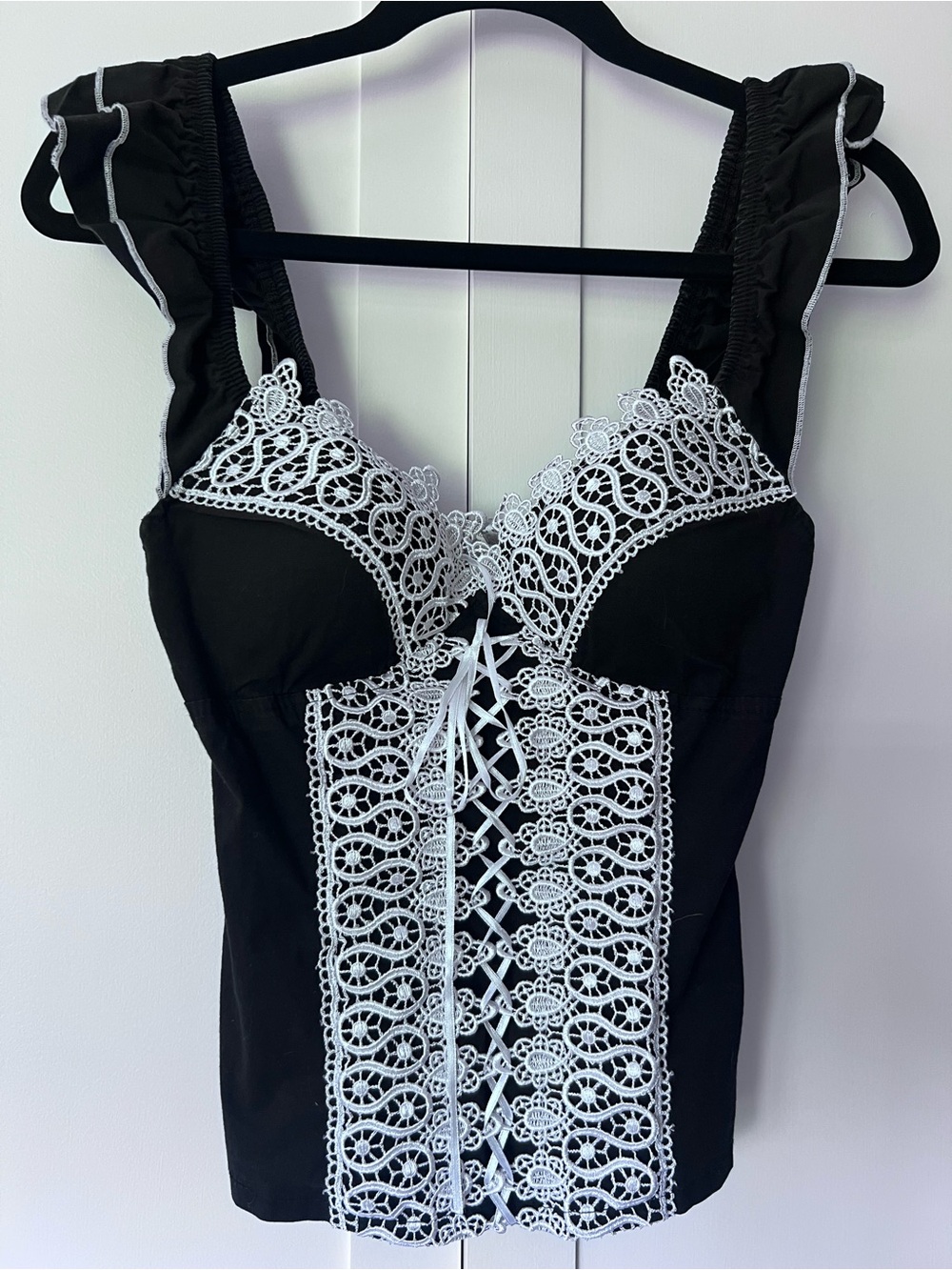Dark Coquette Corset Bustier Medium NOA Lace Up Y2K Romantic Goth
